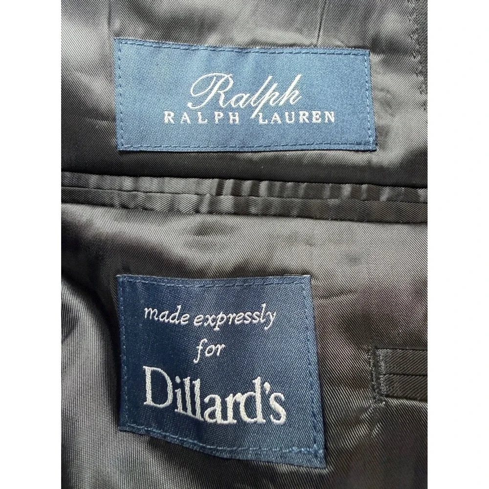 Ralph Ralph Lauren Mens 44L Pinstripe Blazer 100% Wool Jacket Black 2‎ Buttons